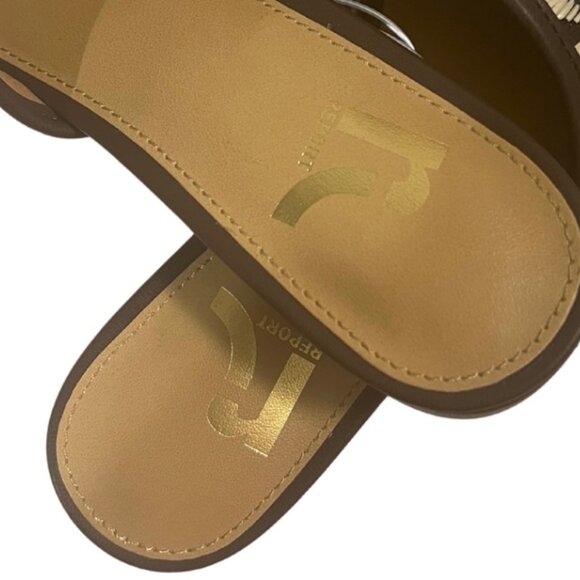 Report Low Heels Brown Camel Beige NEW Sandals 5.5 Womens Cross Triangle Checker - Picture 4 of 4